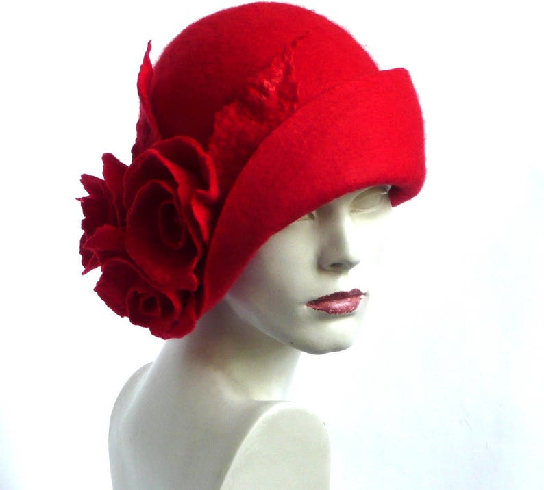 Felt Hat Red Felted Hat Cloche Hat FELTPOINT Red Cloche - Etsy