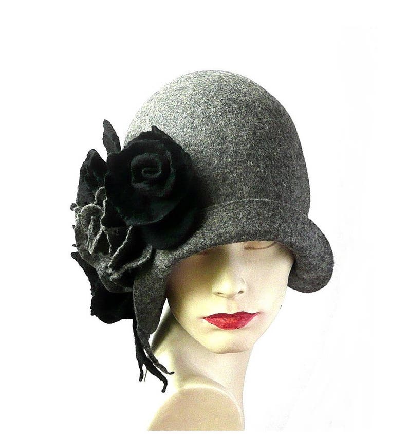 Gray Felt Hat Felted Hat Cloche Hat 1920 Hat art Hat Gray - Etsy