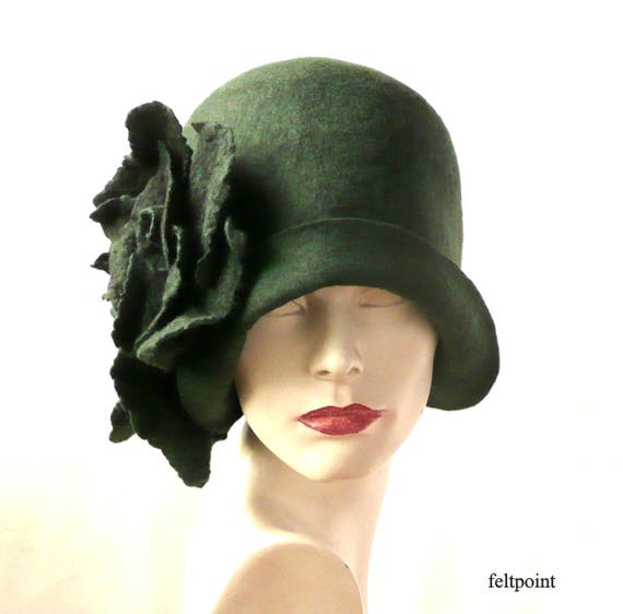 Cappelli in feltro verde feltro cappelli Cloche Hat Flapper | Etsy Italia
