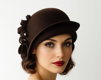 Vintage Style Kathy Jeanne Fedora Wool Hat With Velvet 