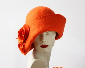 ~Abraham & Straus~ Vintage Burnt Orange & Tan Cloche Hat Vintage cloche hat tan - Gem main image 2
