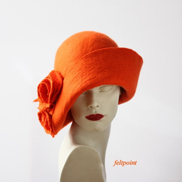 Orange Felt Hat - Etsy