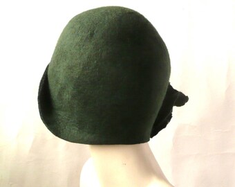Green Felted Hats Felt Hats Cloche Hat Flapper 1920 Hat