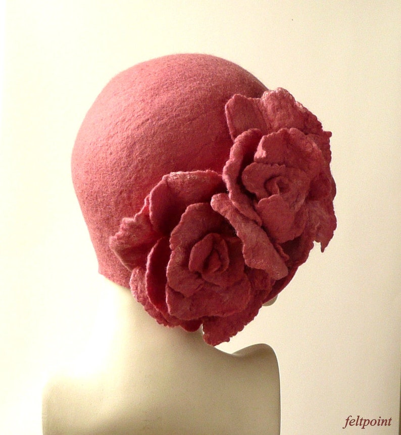 Pink Felt Hat Felt Hats Cloche Hat Flapper 1920 Hat Pink Hat Etsy