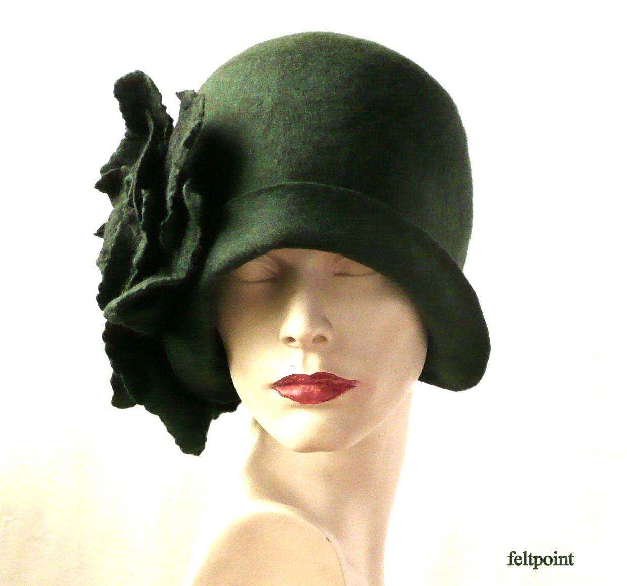 Green Felted Hats Felt Hats Cloche Hat Flapper 1920 Hat Green - Etsy ...