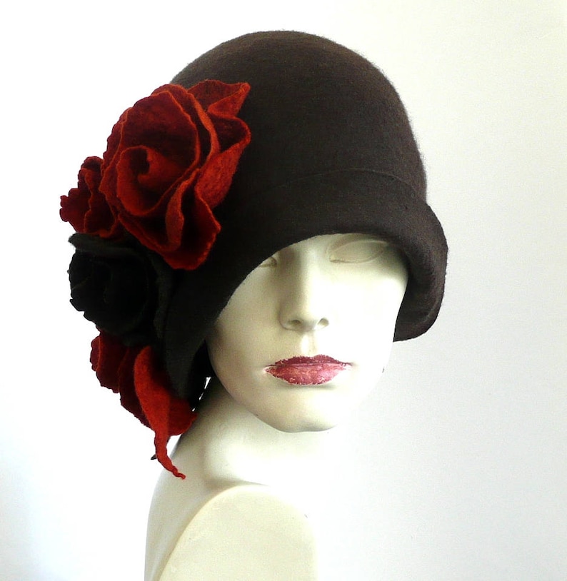 Black felt hat felt Cloche hat felted hat Hat 1920 Hat Art | Etsy