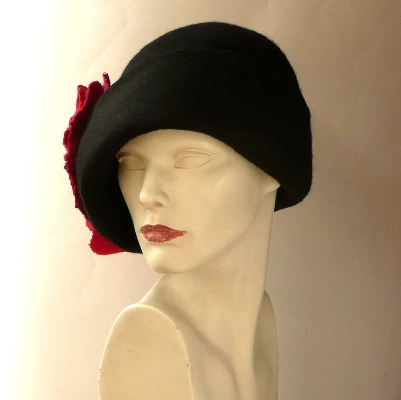 Cloche felt hat felted hat black hatfelt hatsCloche Hat | Etsy