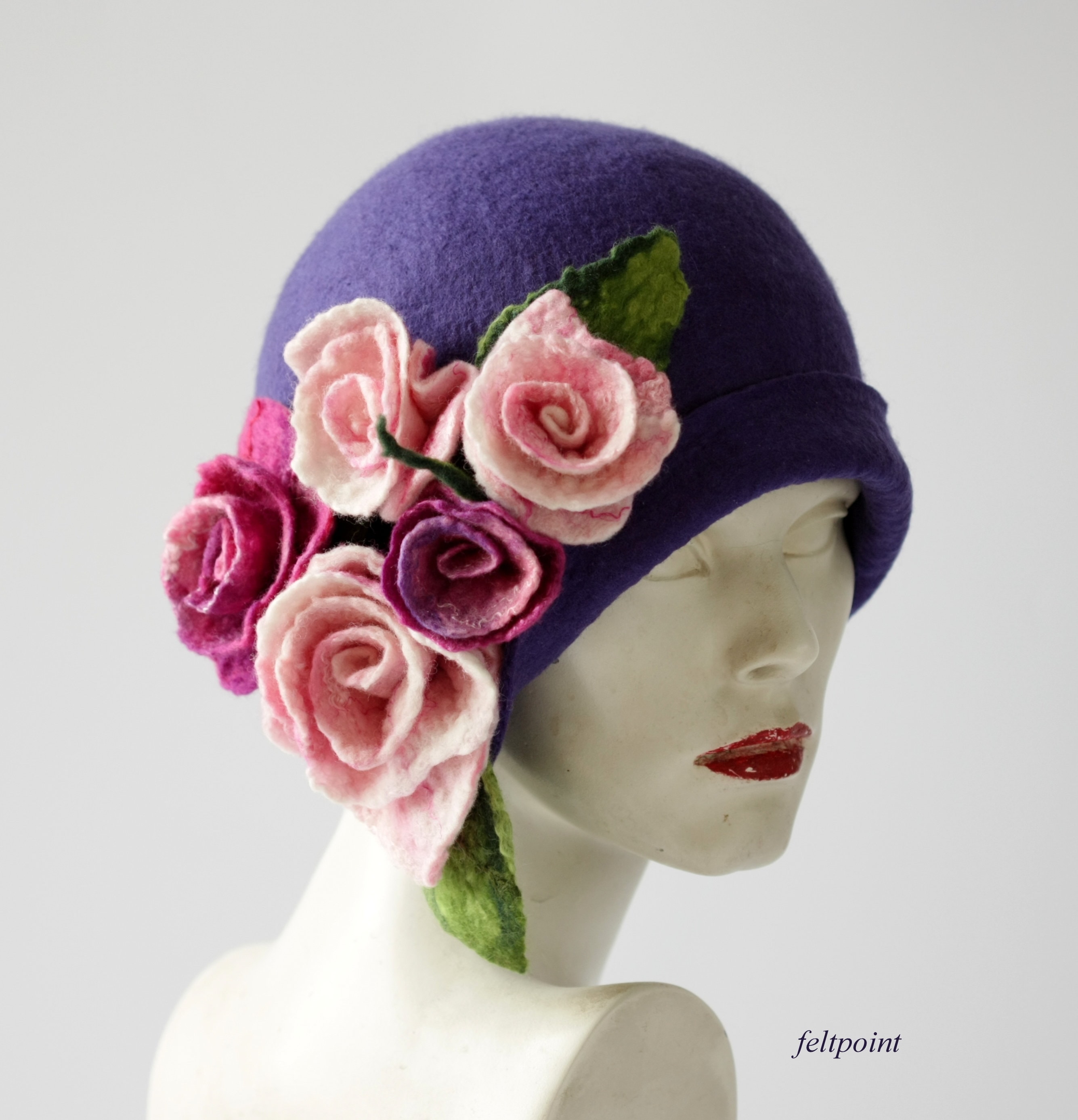 Vintage cowboy hat flowers floral purple western display picture 1