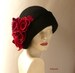 Cloche felt hat, felted hat ,black hat,felt hats,Cloche Hat 1920 Hat, Art Hat, Cloche hats, Victorian hat,1920's  Women's hat, Red roses 
