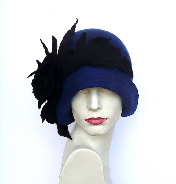 Cloche Hat Black Womans 1920s Headpiece Cloche Hat Black Womans 1920s Headpiece