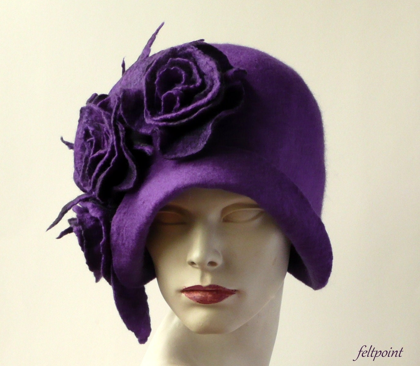 Felt Hat Cloche Felted Hat Purple Hat Felt Hats Cloche Hat | Etsy