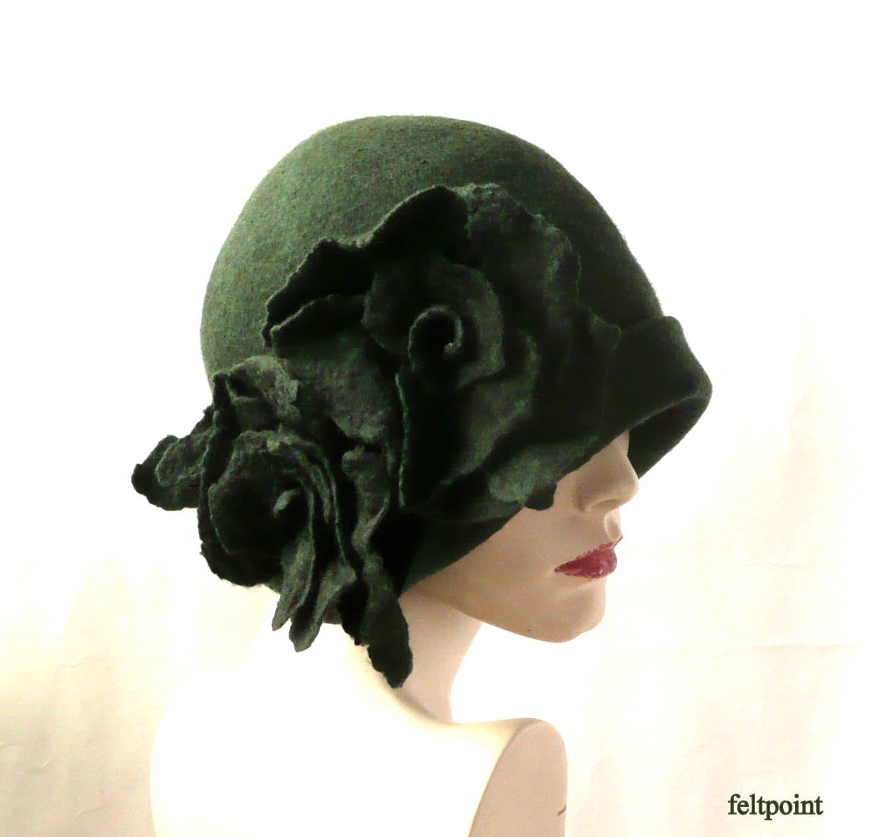 Green Felted Hats Felt Hats Cloche Hat Flapper 1920 Hat Green | Etsy UK