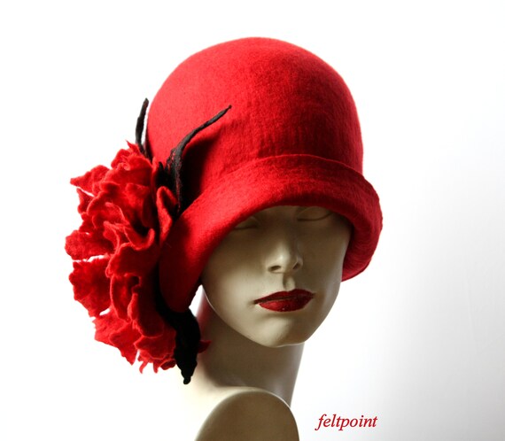 Red Hat Jazz Age Felt Hat Felted Hats 