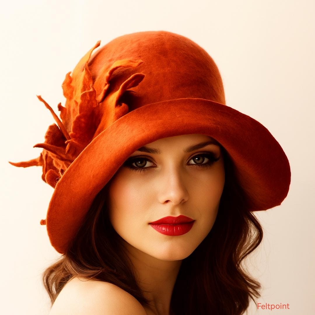 Rust cloche hat  Felted hat felt hats Womens hat Cloche Hats felted hats, Art Deco Retro hat Victorian hat, Gatsby hat, Miss Fisher hat