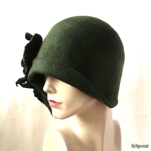 Green Felted Hats Felt Hats Cloche Hat Flapper 1920 Hat Green Hat ...