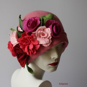 Vintage-inspired Cloche Hat with Floral Embellishments