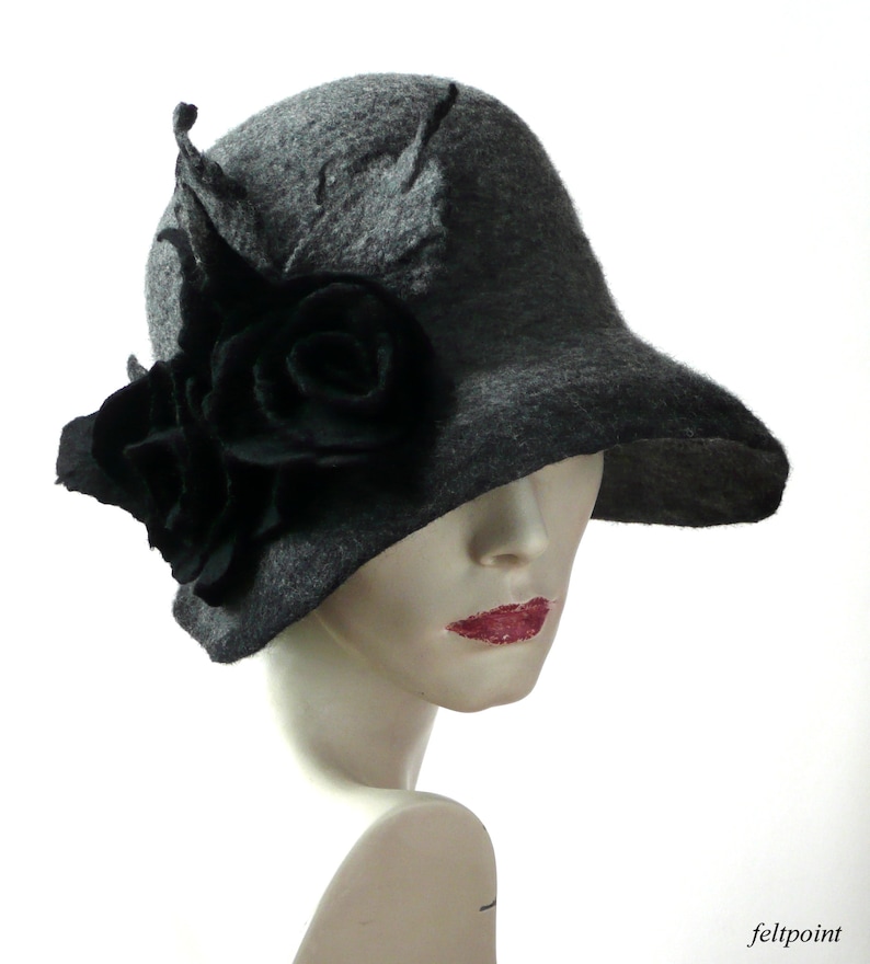 Gray Felted Hat Felt Hats Women's Hat Cloche Hats Felted - Etsy