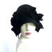 Black felt hat, felted hat, black hat, felt hats, Cloche Hat,1920 Hat,Black Hat Cloche, Victorian 1920's, black roses,black cloche 