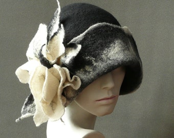 Hat large size Felted Hat  Victorian Hat 1920's  Wool Formal hat