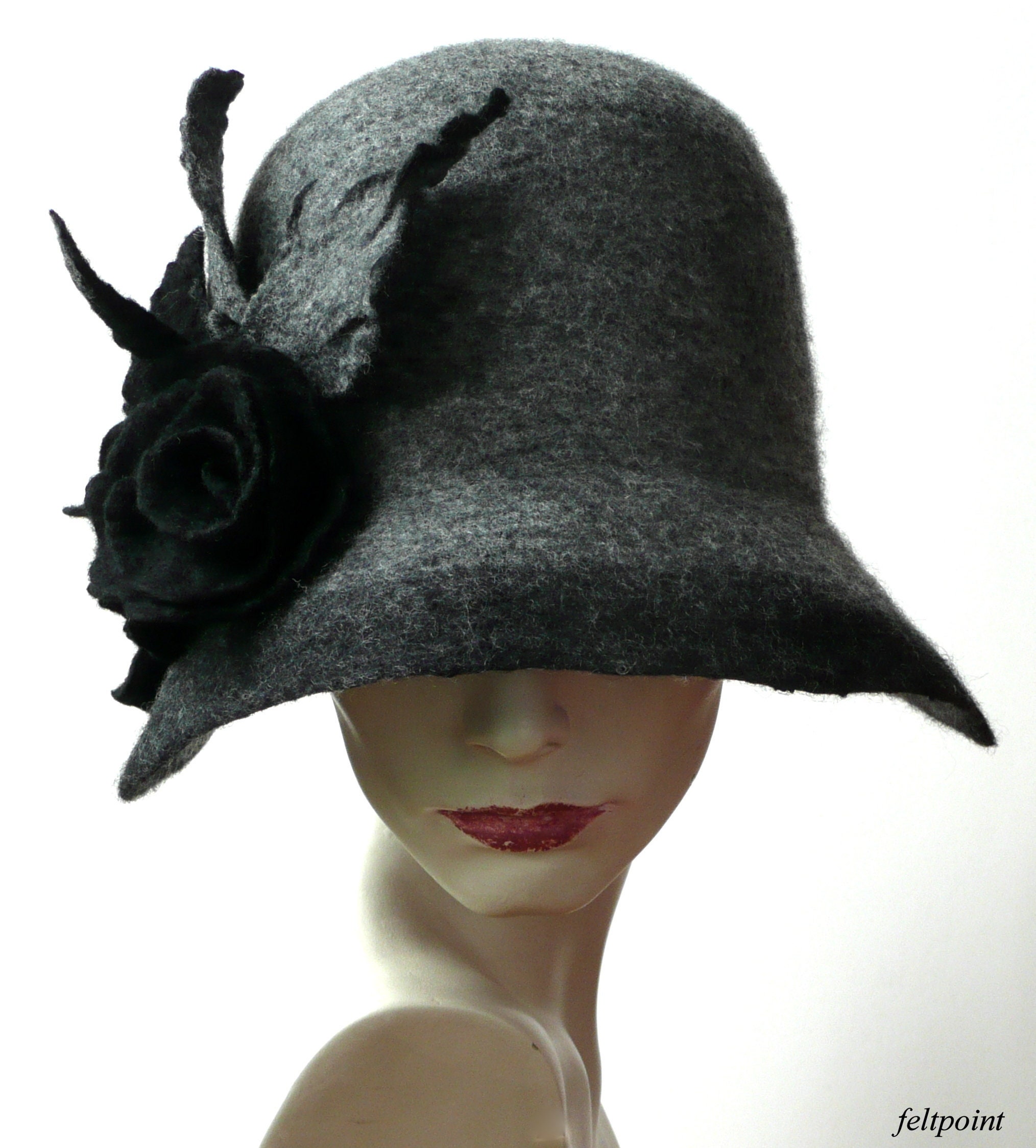 Gray Felted Hat Felt Hats Women's Hat 