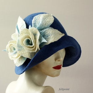Blue cloche hat  Felted hat felt hats Womens hat Cloche Hats felted hats, Art Deco Retro hat Victorian hat, Gatsby hat, Miss Fisher hat