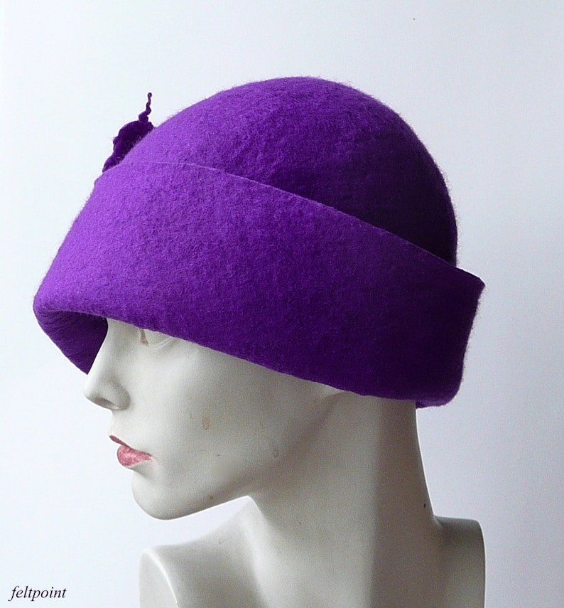 Purple Felted Hat Felt Hats Women's Hat Cloche Hats Felted Etsy