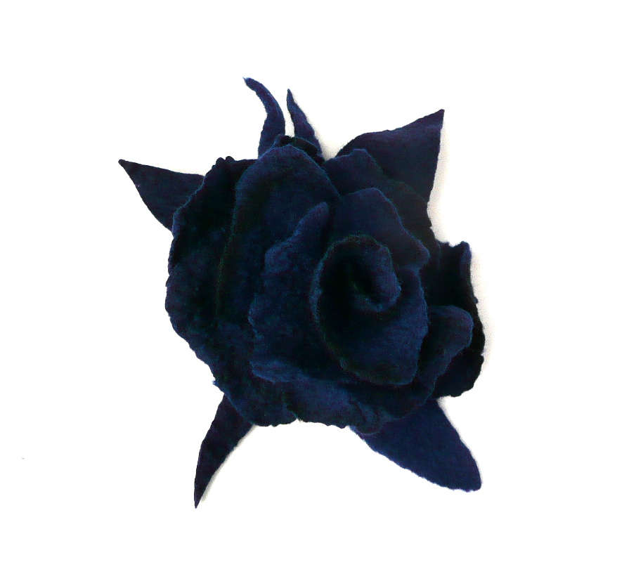 Navy blue flower brooches felt brooches  fiber brooch