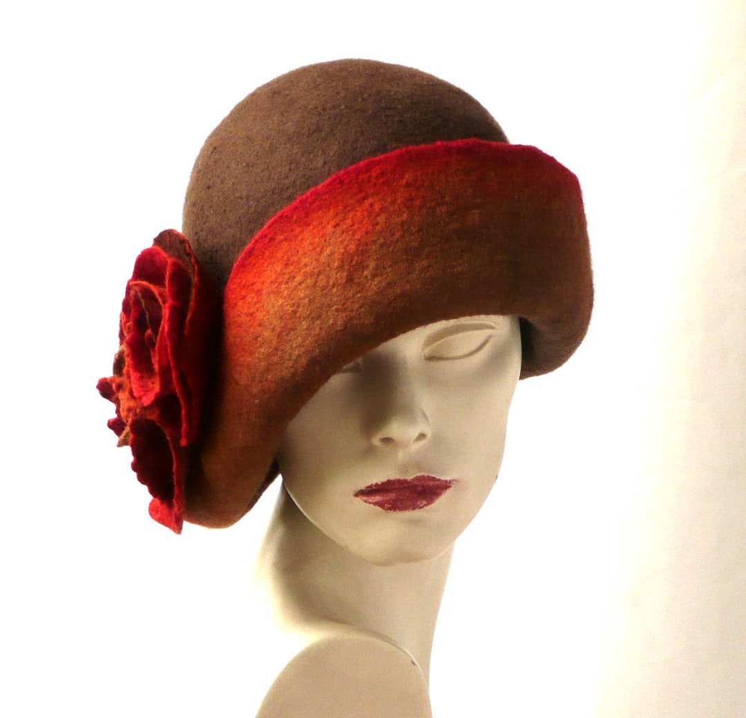 Brown Felted Hat Cloche Hat Womans Hats Felt Hat Cloche Hat - Etsy