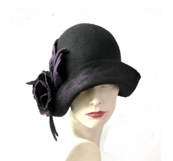 Cappello Cloche In Feltro Di Lana Vintage Anni '20 – Bombetta Derby Per Donna, Con Fiore, Taglia 57 Cm Regolabile