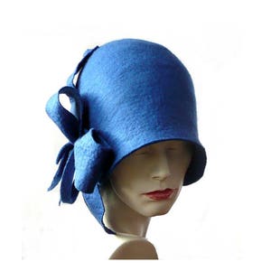 Blue felted hat Felt Hat Felt Cloche Hat Flapper 1920 Art felt Hats Cloche hat Victorian 1920&#39;s  Wool Women&#39;s hat felt cloche felted hats