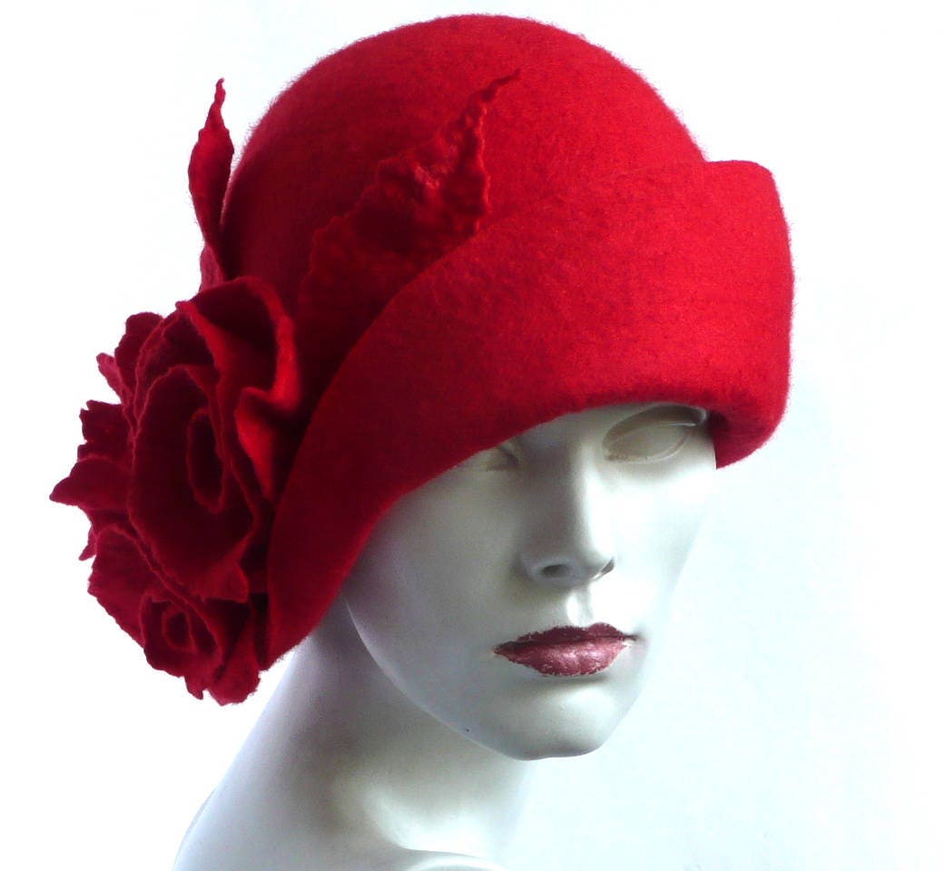 Felt Hatred Felted Hatcloche Hat Red Cloche Hat 1920 - Etsy Hong Kong