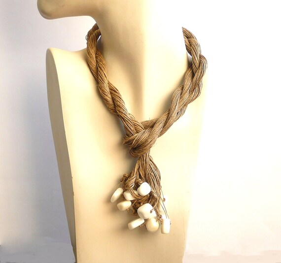 Items similar to Linen Necklace natural Linen necklace Necklaces