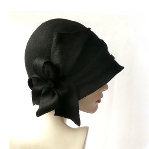 Millinery Black Hat,Black Felted Hat,Cloche Hat, Black cloche hat, 1920 Hat,Art Hat, Cloche hat,Millinery cloche,Millinery hat,Unique Hat