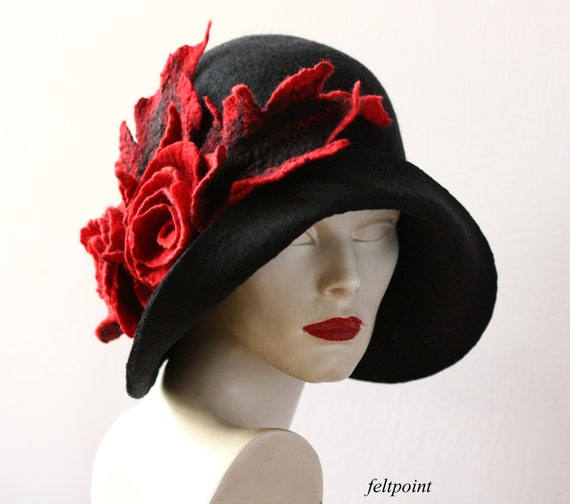 chapeau d'hiver noir-chapeaux mode noir-feutre femme