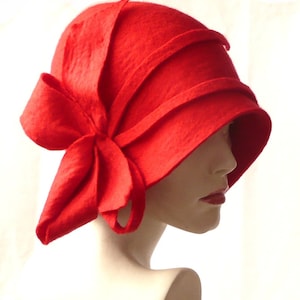 Sombrero de fieltro Sombreros de fieltro Sombrero cloche Flapper 1920 Sombreros de mujer Sombrero rojo Sombrero cloche victoriano 1920 Sombrero de lana para mujer Sombreros cloche