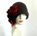 Black felt hat felt Cloche hat felted hat Hat 1920 Hat Art  Black Hat Cloche Victorian 1920's Women's hat roses Downton Abbey hats 