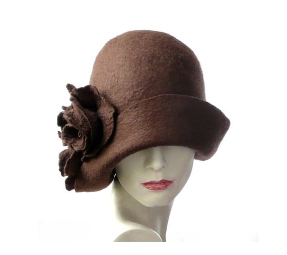 Felted Hat Felt Hat Cloche Hat Flapper 1920 Hat Art Brown Hat Cloche Victorian 1920 s Wool Women s Hat Felted Hats Cliche Felt Hat Etsy UK