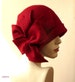 Red felt hat, felt Cloche,Cloche hat, felted hat,1920 Hat Art,Deep red hat,Cloche,Victorian hat, 1920's hat,Women's hat, Downton Abbey hats 