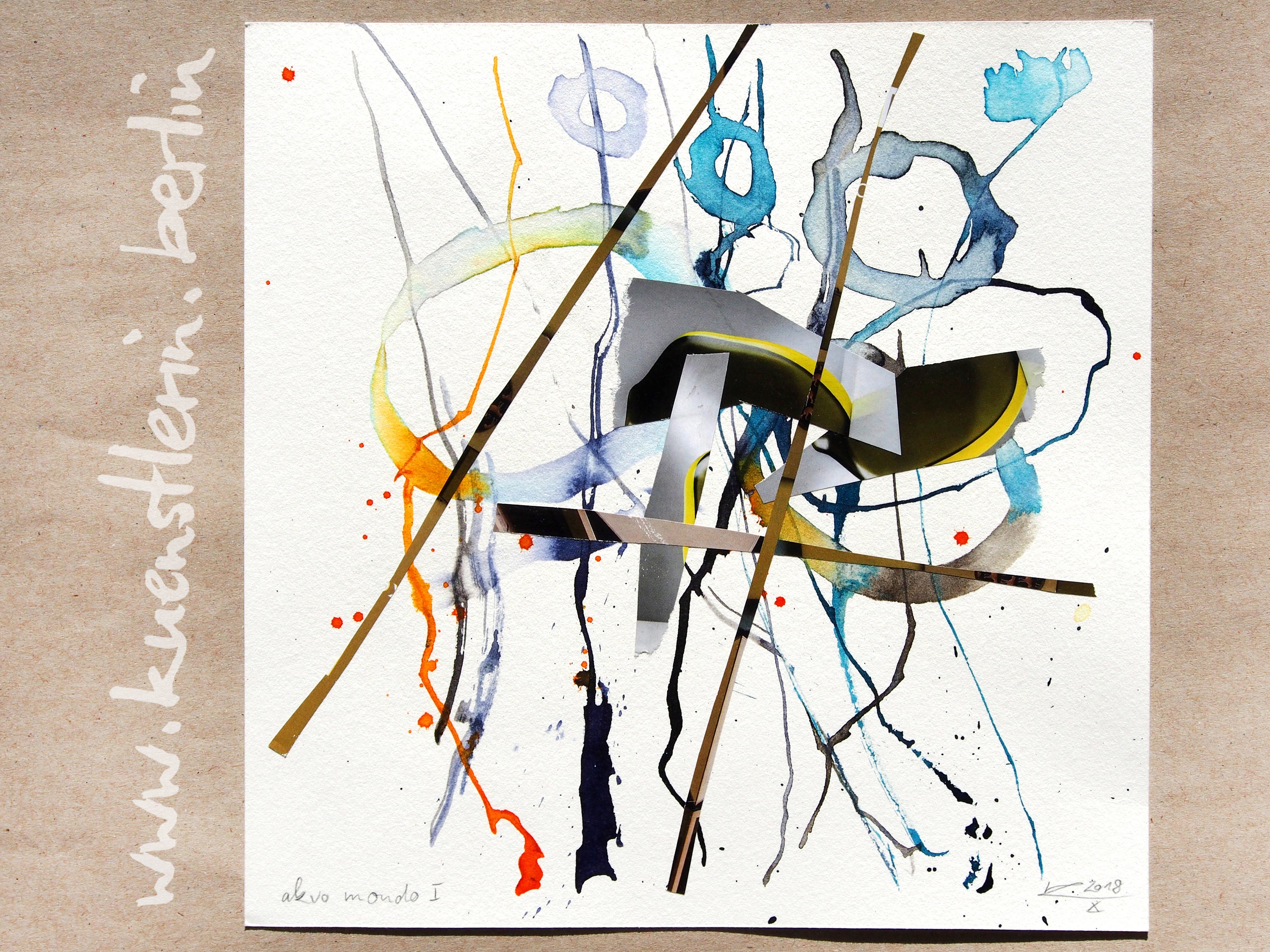 Abstract Art 20 X 20 Cm Original Ink Painting With Paper