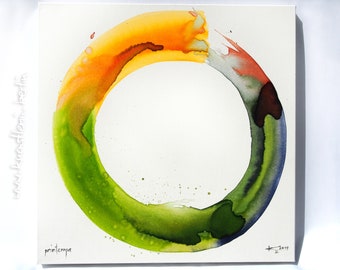 Zen circle large colorful 50x50 cm canvas