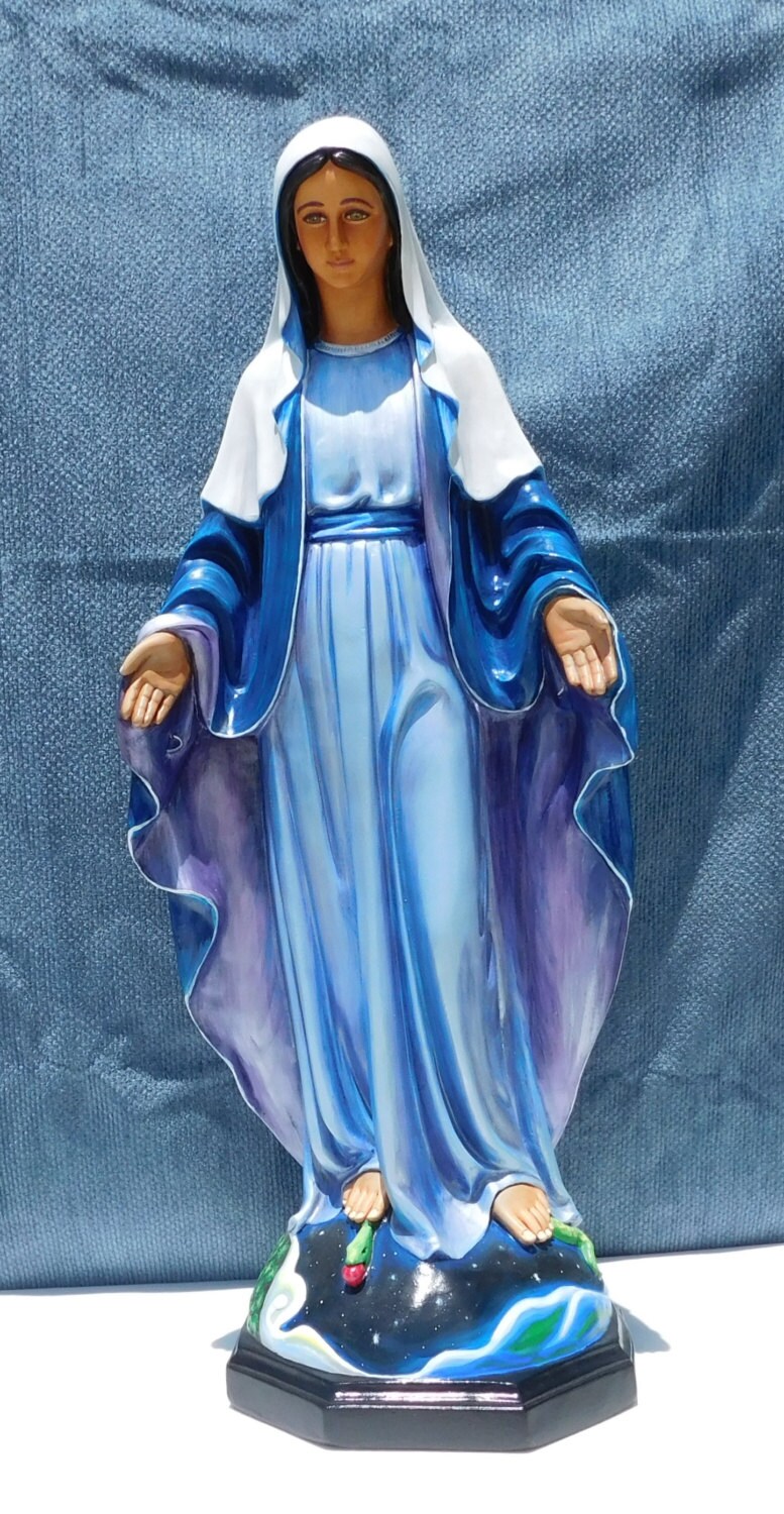 32 Virgin Mary Statue Our Lady of Grace. Handpainted Etsy