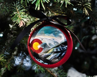 Gepersonaliseerde ColorRADo Mountain Snow-kerstboomornament