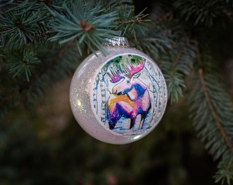 Adorno navideño de cristal con labios de alce personalizado