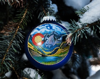 Gepersonaliseerde ColorRADo kastanjebruine bellen en kerstornament Alpine Lake