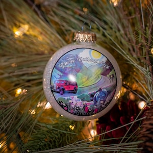 Glacier National Park Jammer Bus on Going-To-The-Sun Road Christmas Tree Ornament