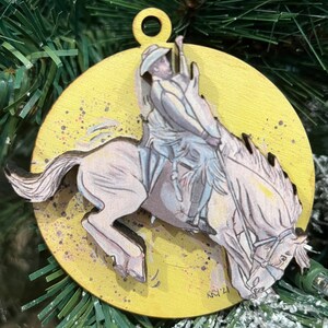 Bronc Rider 3D Wooden Ornament