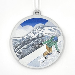 Adorno de madera 3D de snowboarder