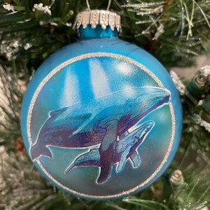 New!! Humpback Family Glass Christmas Ornament