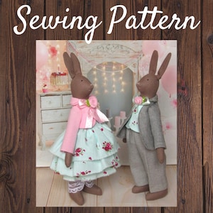 PATTERN Pair of Rabbits  Rabbit Toy Pattern Doll Sewing Pattern Plushie Pattern Animal PDF Pattern Easter Pattern Stuffed Toy Patterns