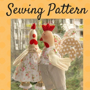 PATTERN Rooster ToyEaster Rooster  Pattern Doll Sewing Pattern Plushie Pattern Animal PDF Pattern Easter Pattern Stuffed Toy Patterns 14"